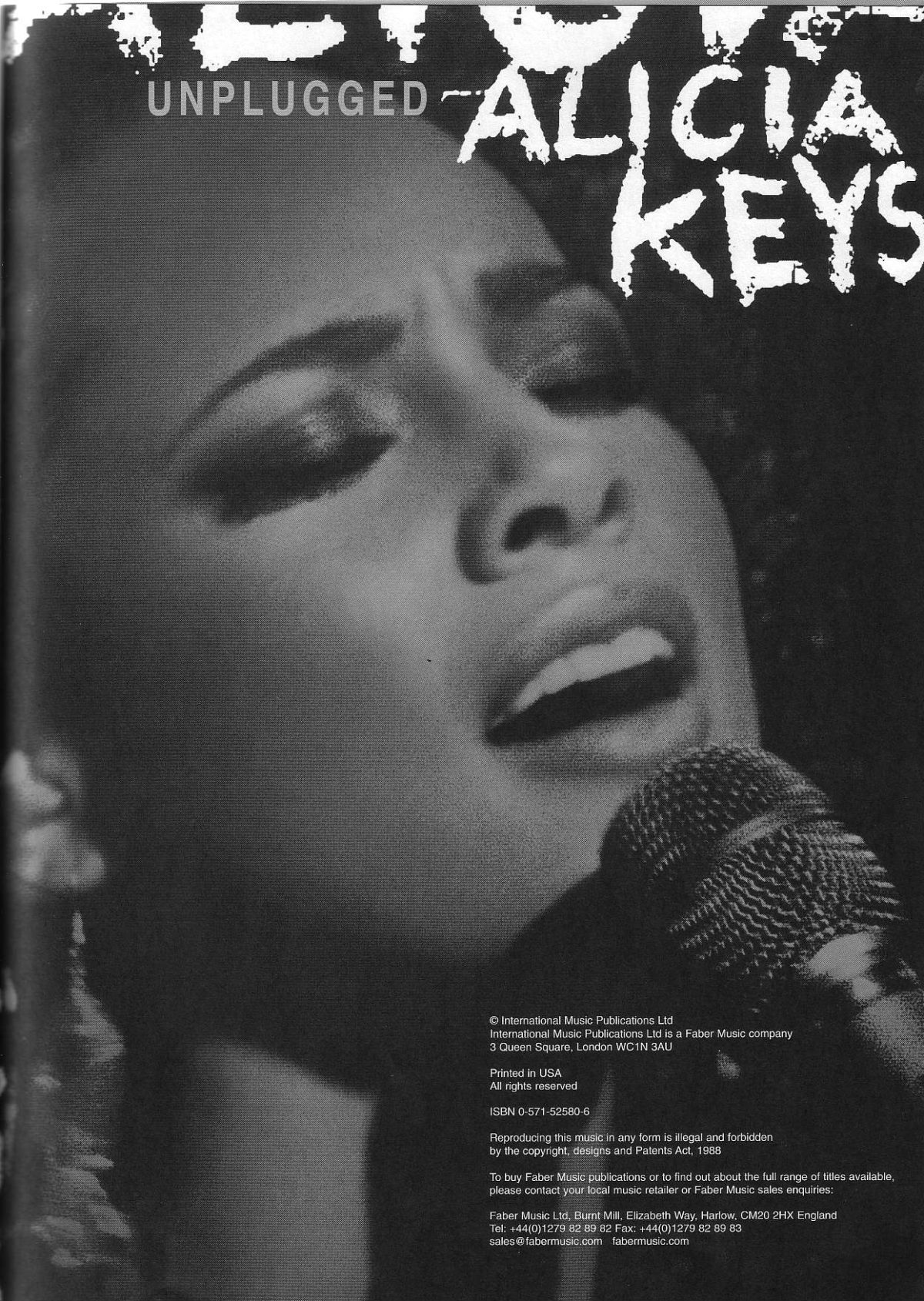 Alicia Keys «Unplugged» Piano, Vocal, Guitar Songbook